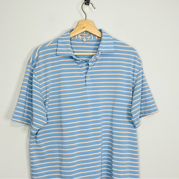 Peter Millar Crown Blue Striped Summer Comfort Polo M - Picture 2 of 6